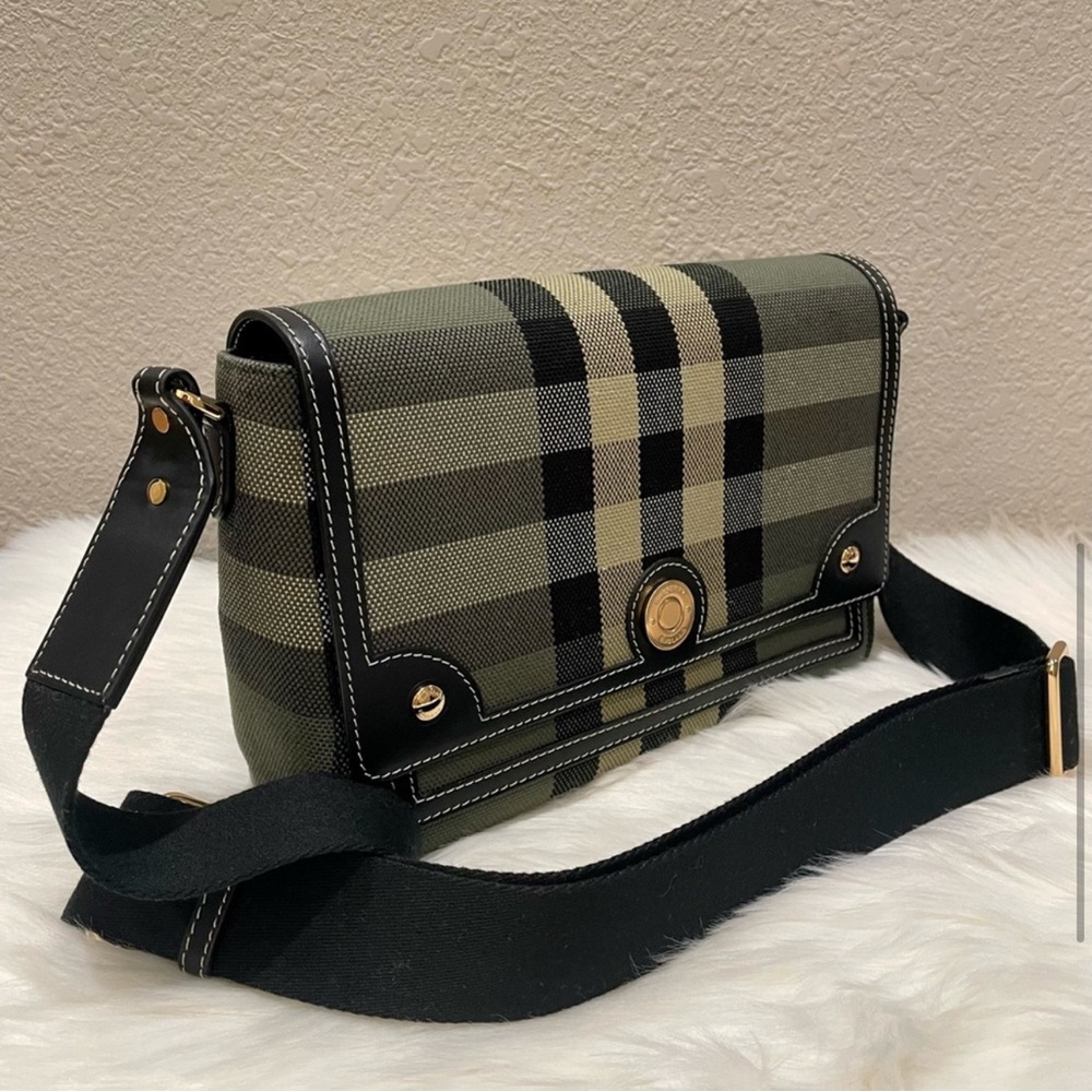 BURBERRY Check Jacquard & Leather Note Crossbody - Picture 2 of 6